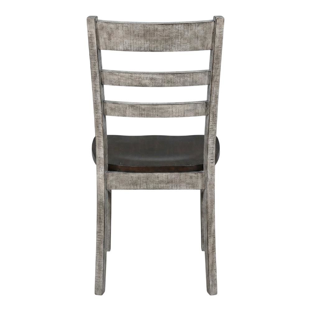 Dark Brown Ladderback Dining Chairs with Wooden Seats, Set of 2. Picture 5