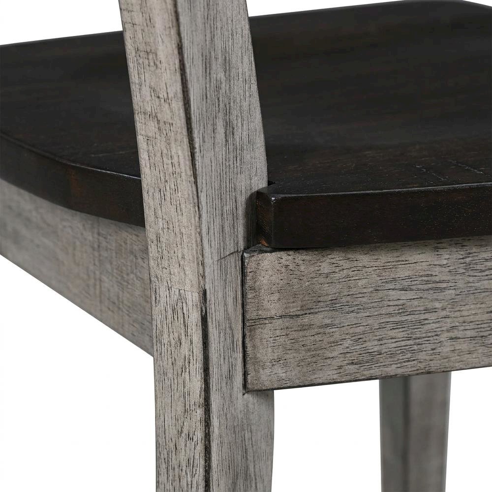 Dark Brown Ladderback Dining Chairs with Wooden Seats, Set of 2. Picture 7