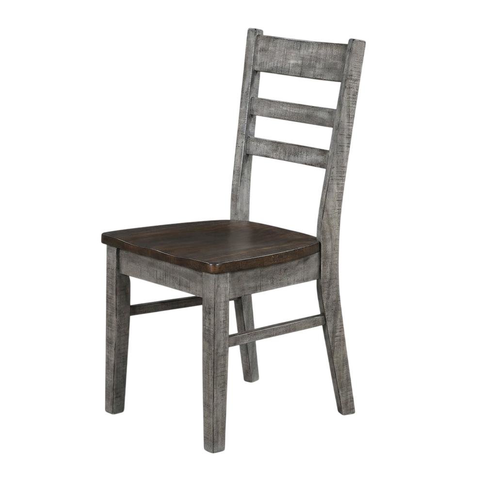 Dark Brown Ladderback Dining Chairs with Wooden Seats, Set of 2. Picture 4