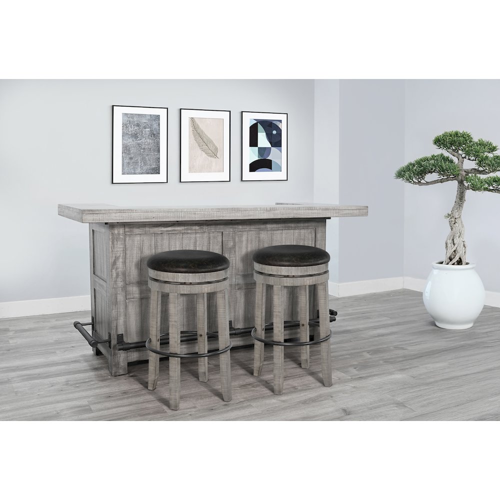 80" Traditional Wood Home Bar with Stools. Picture 2