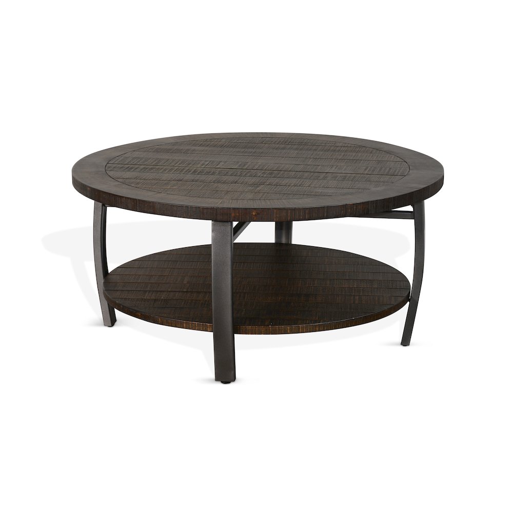 Homestead 38" Mahogany Wood & Metal Coffee Table in Tobacco Leaf. Picture 1