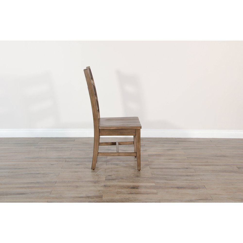 Ladderback Chair with Stretchers, Wood Seat (Set of 2). Picture 3