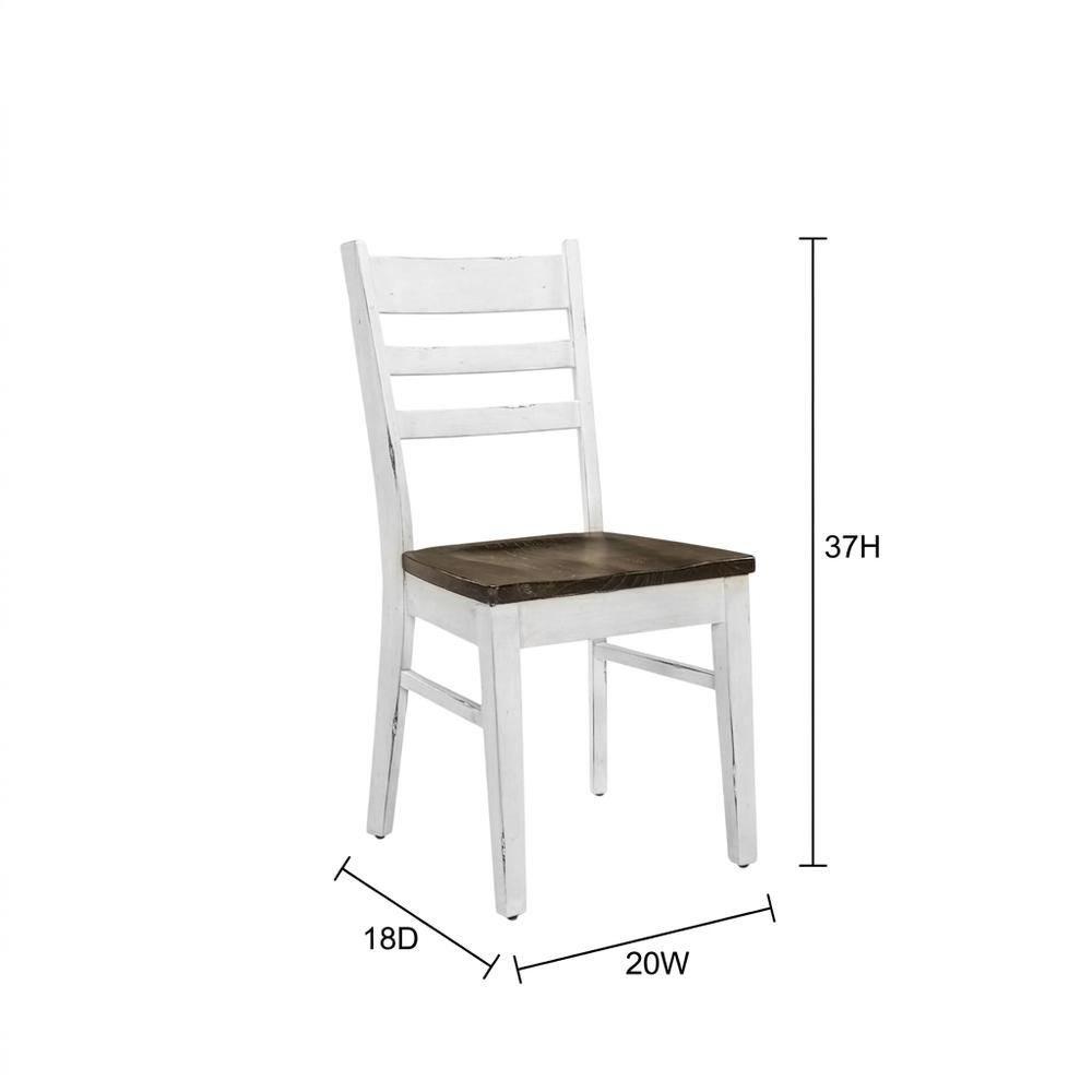 White Farmhouse Dining Chairs Set of 2 with Ladderback Design and Sturdy Frame. Picture 9