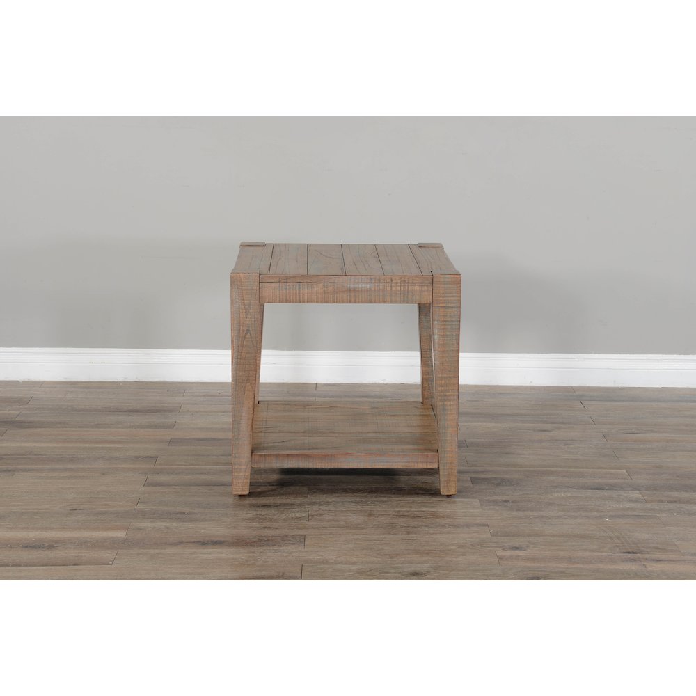24" Modern Mindi Wood End Table in Weathered Brown. Picture 3