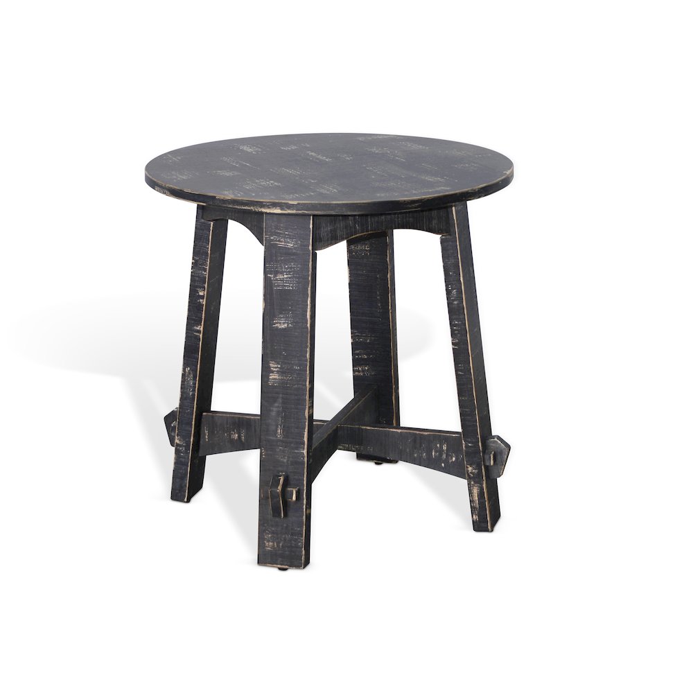 Marina Farmhouse Mahogany Wood End Table in Black Sand. Picture 1