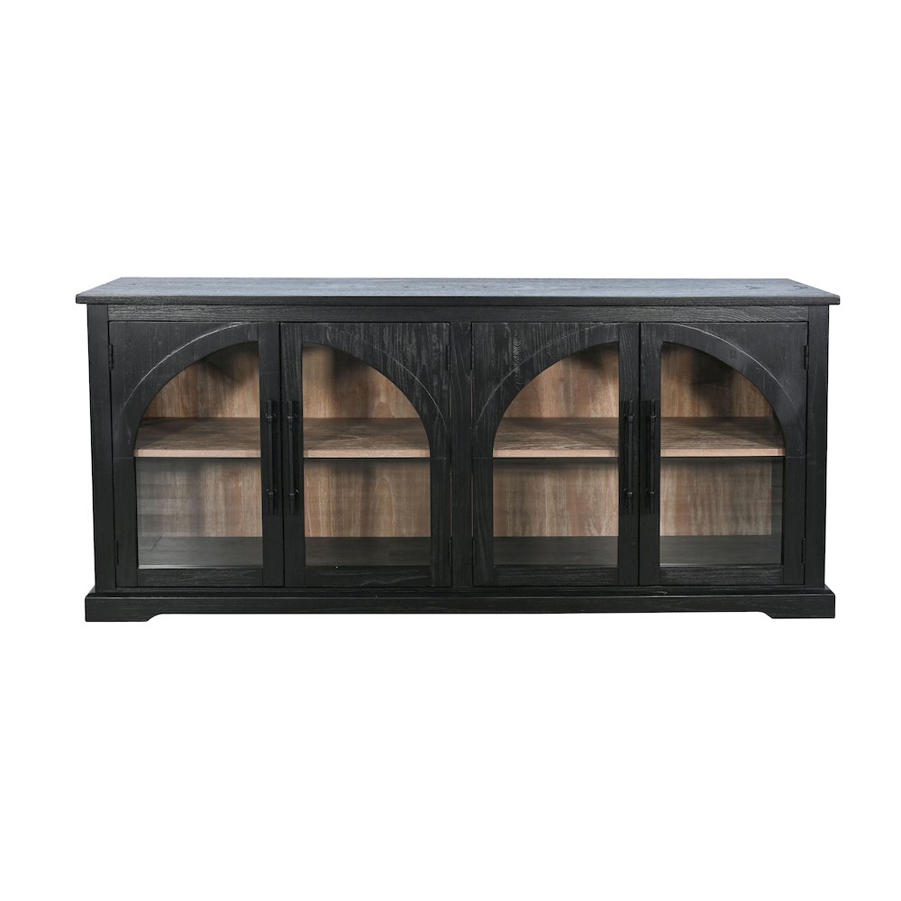Elena Modern Black Wood Display Cabinet with Arched Glass Doors. Picture 1