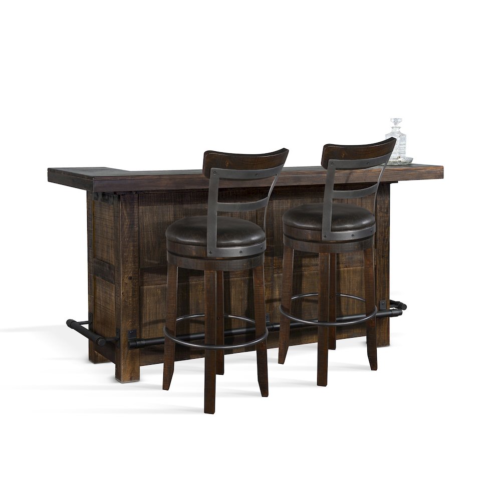 80" Traditional Wood Home Bar with Stools. Picture 1