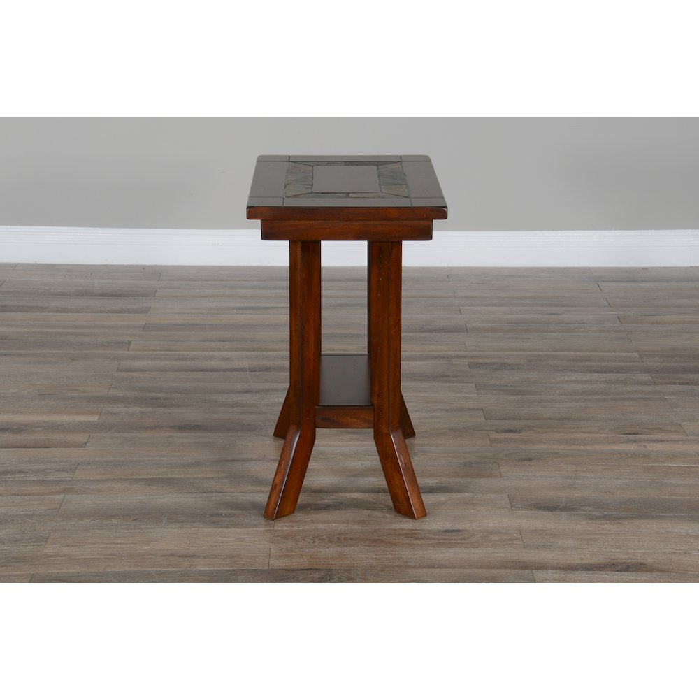 Santa Fe 25" Mahogany Wood Chair Side Table in Dark Chocolate. Picture 3