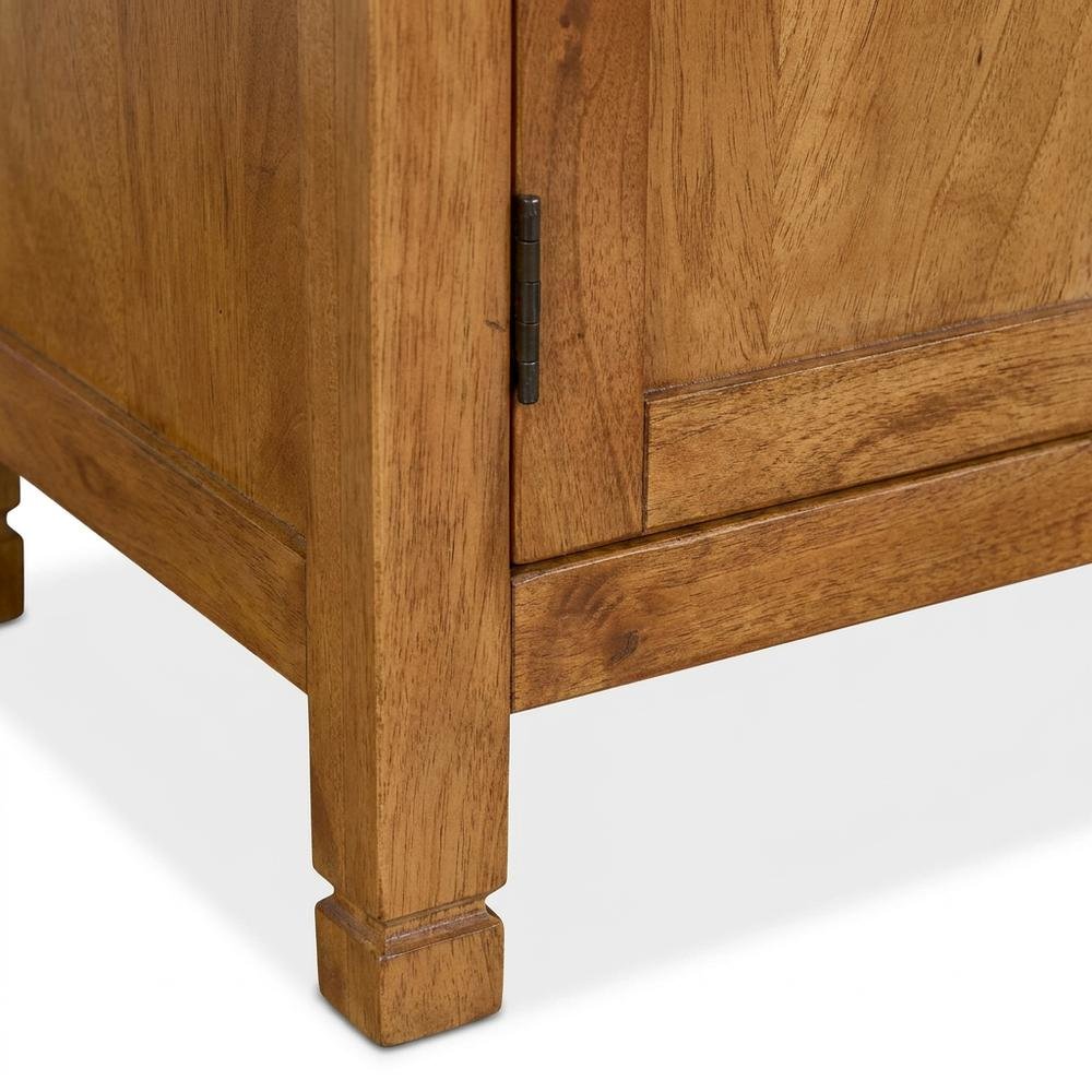 Rustic Wood Buffet with Natural Slate Top for Kitchen Storage. Picture 6