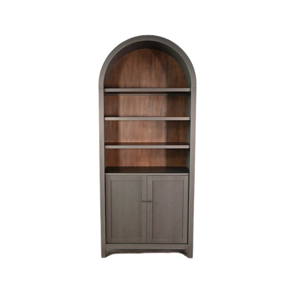 Brown Solid Wood Arched Cabinet with Doors, Hutch Cabinet with Storage. Picture 1