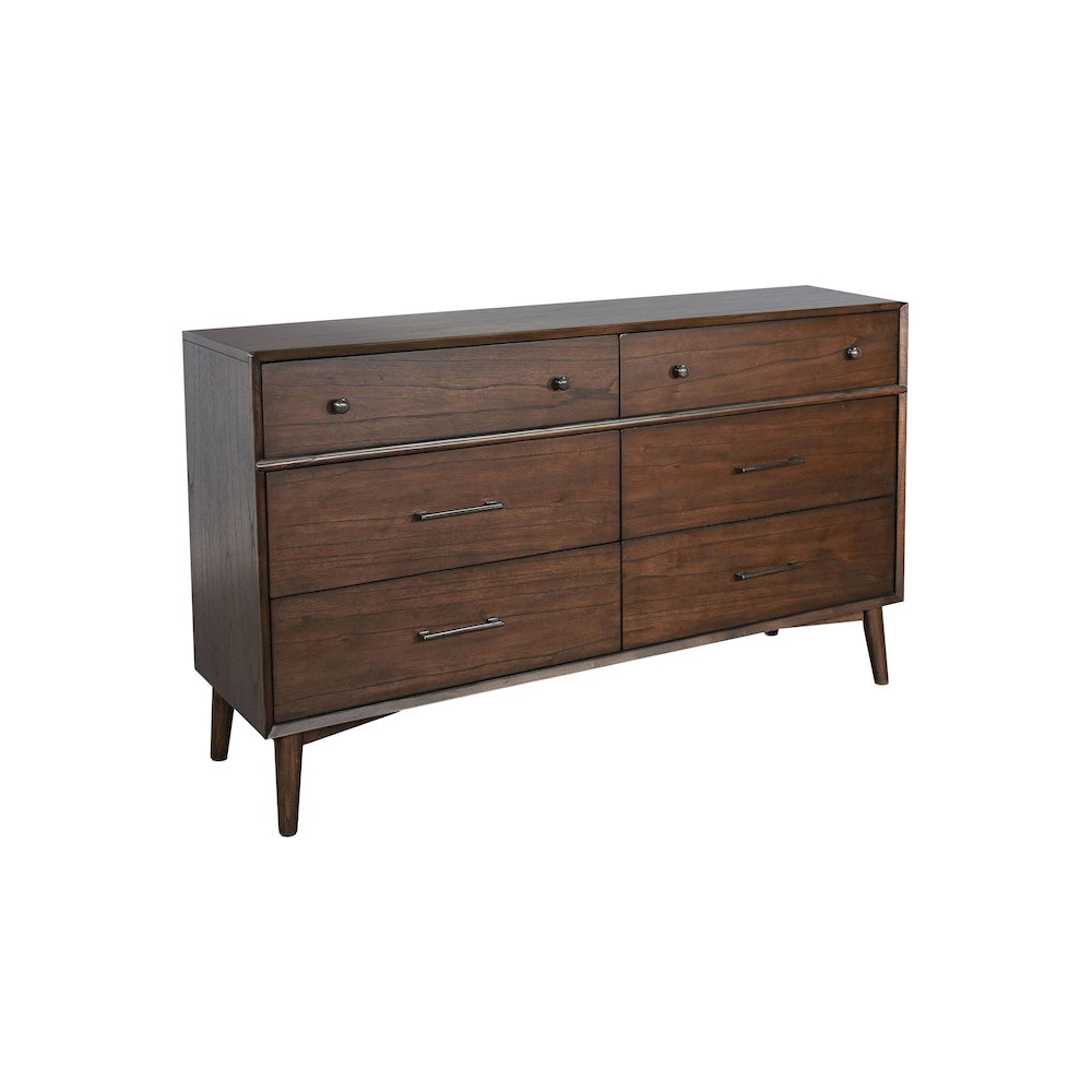 Mid-Century Modern Walnut 6 Drawer Dresser. Picture 1