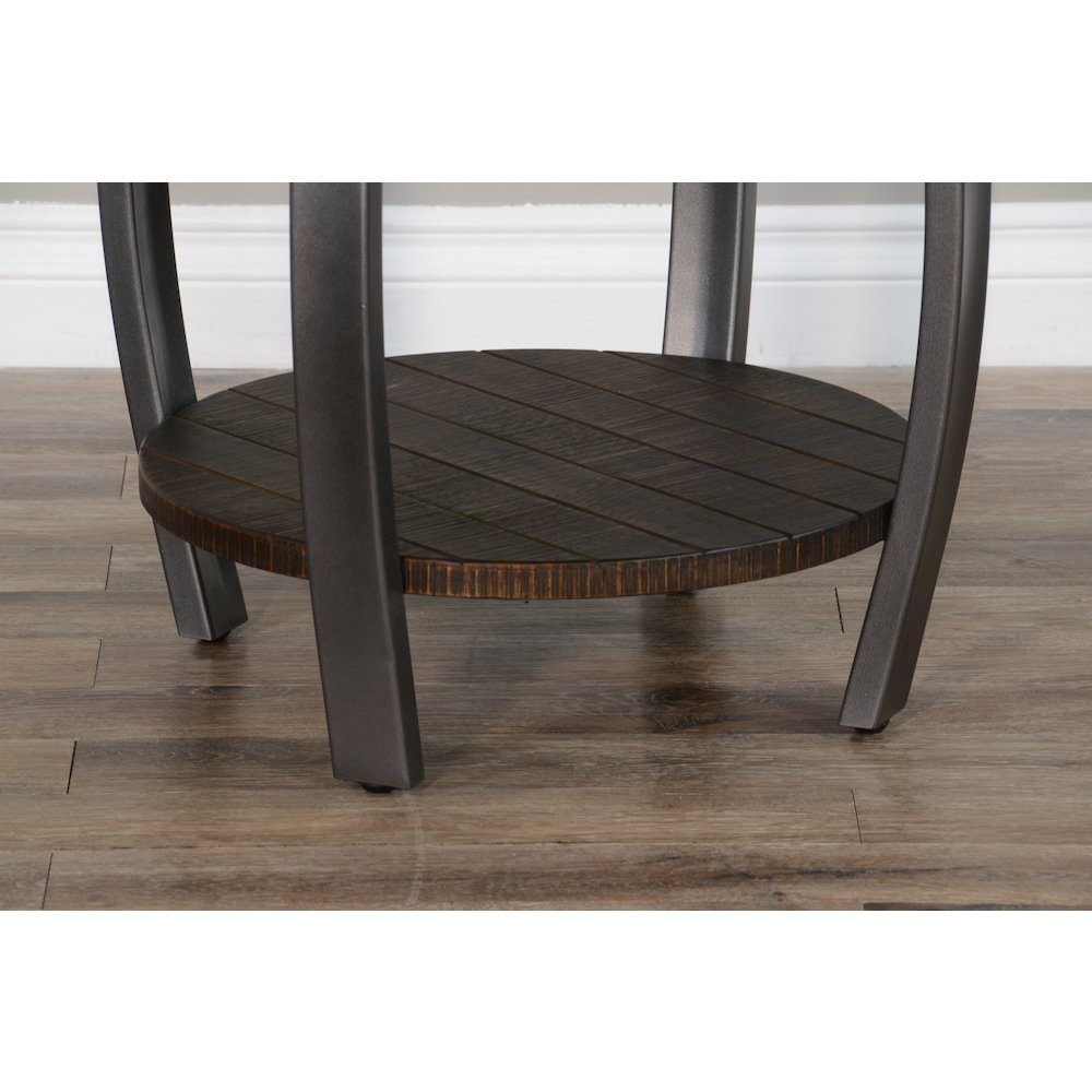 Homestead 24" Mahogany Wood & Metal End Table in Tobacco Leaf. Picture 2