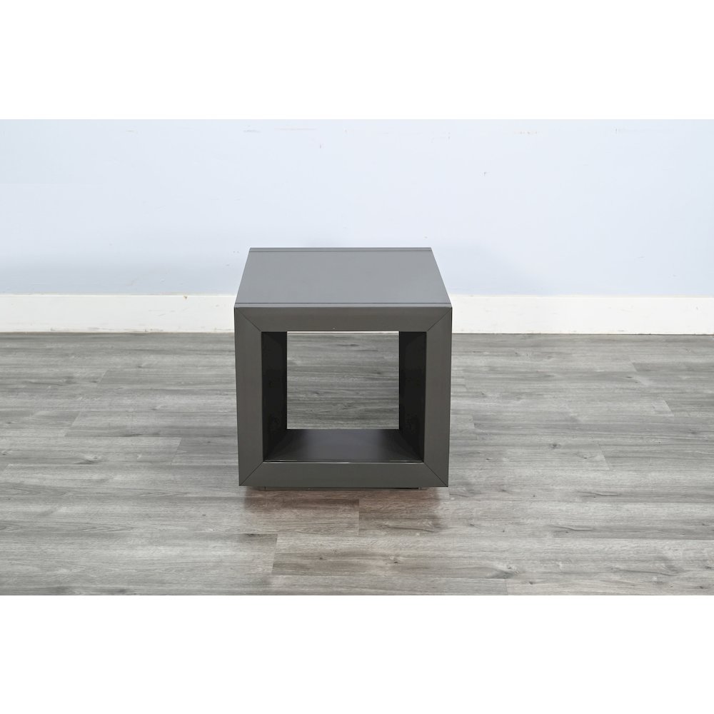 Modern Square End Table with Open Storage, Urban Bronze. Picture 3