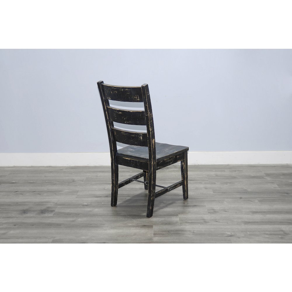Black Sand Ladderback Chair with Turnbuckle, Wood Seat (Set of 2). Picture 3