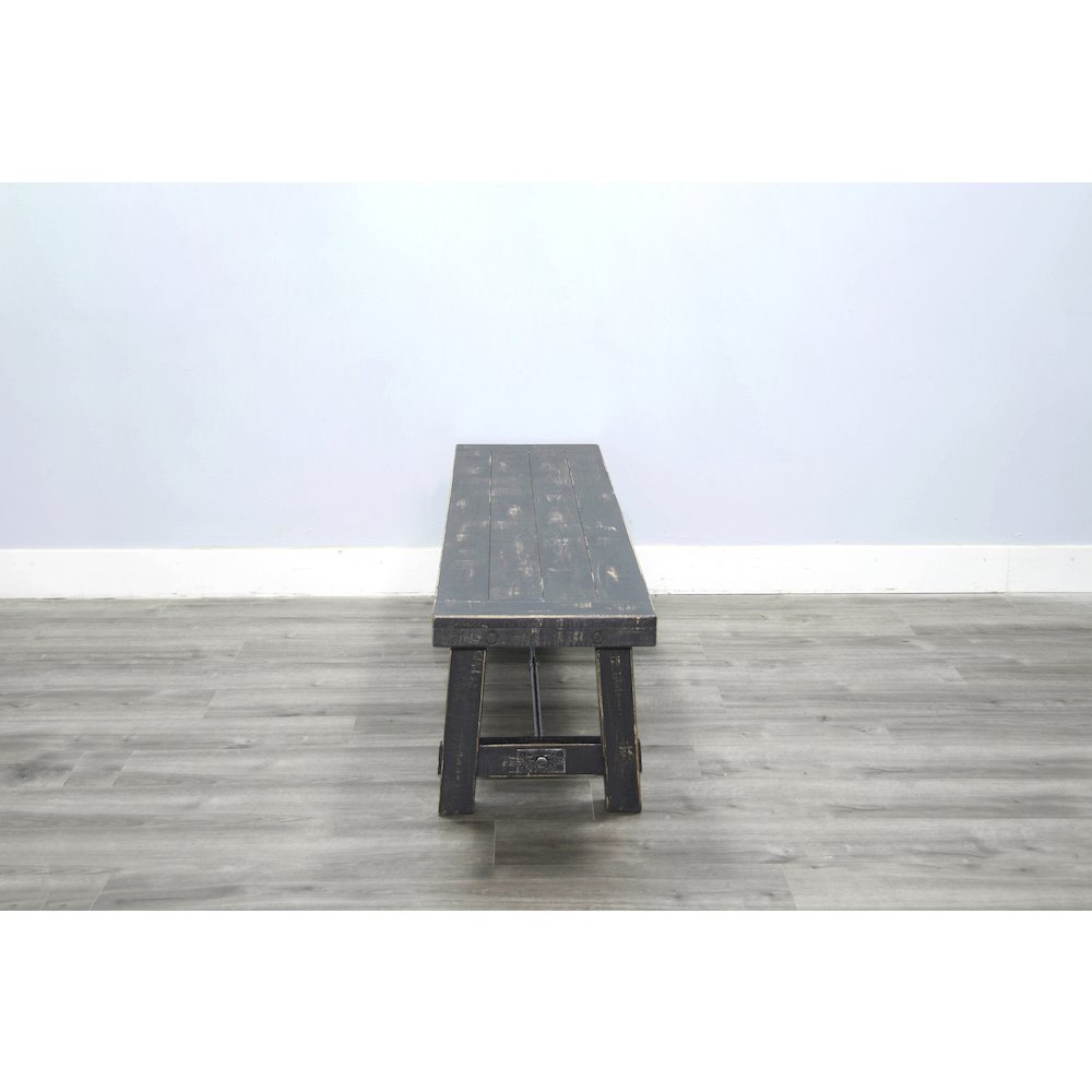 64" Black Sand Bench with Turnbuckle, Wood Seat. Picture 4