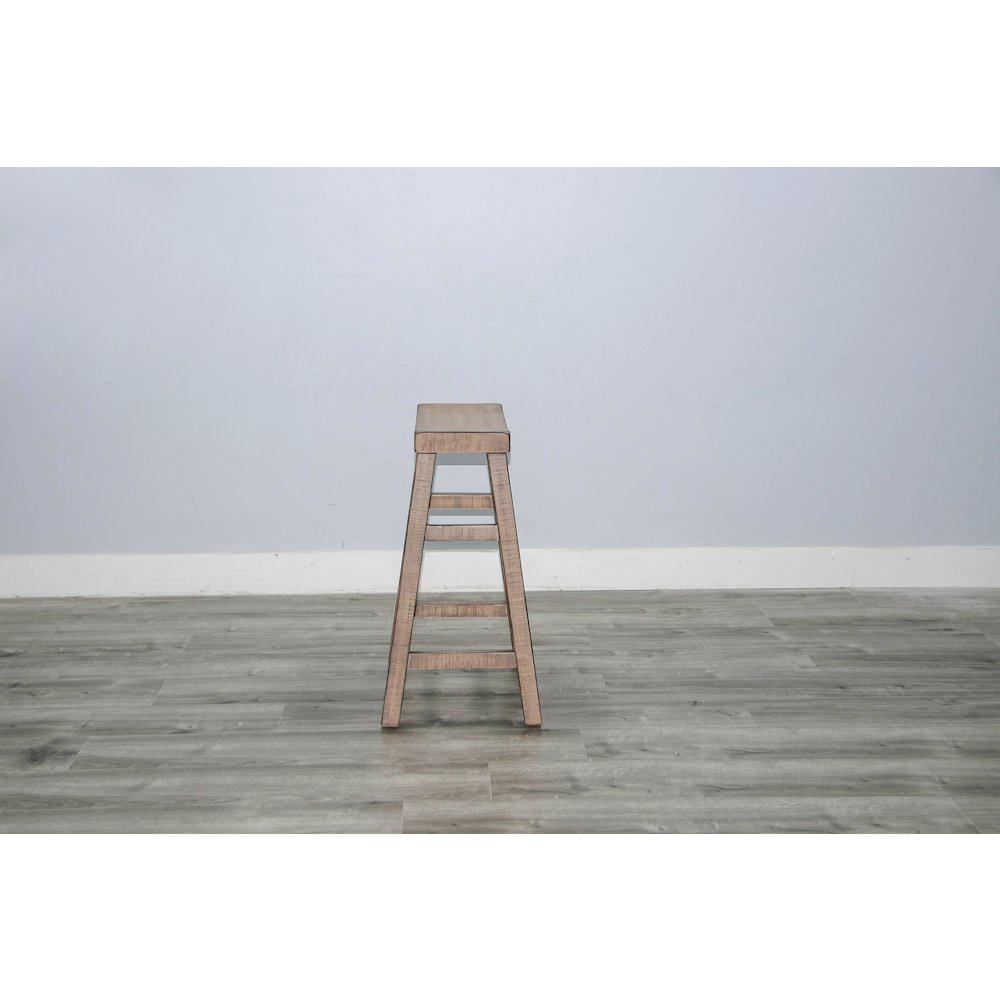 Beach Pebble Bar Saddle Seat Stool, Wood Seat (Set of 2). Picture 4