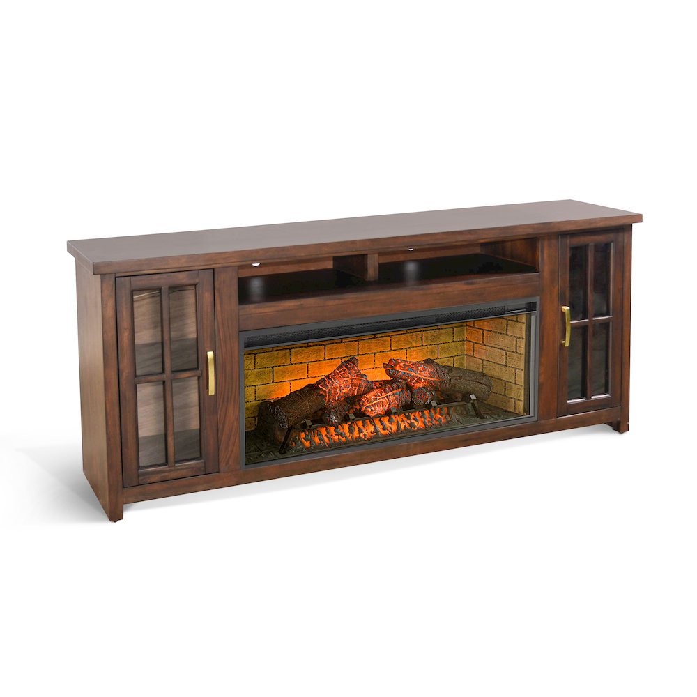 76" Media Console with Electric Fireplace. Picture 1