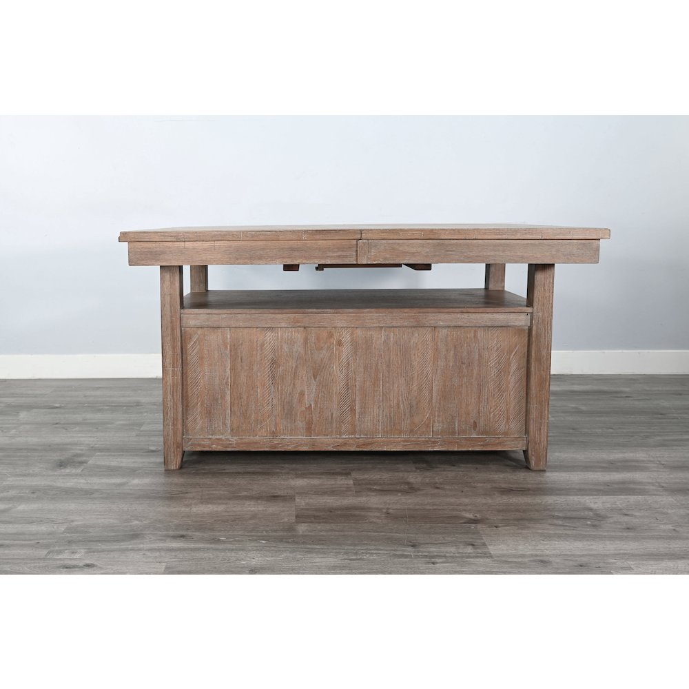 Rustic Counter-Height Extension Dining Table with Barn Door Storage. Picture 6