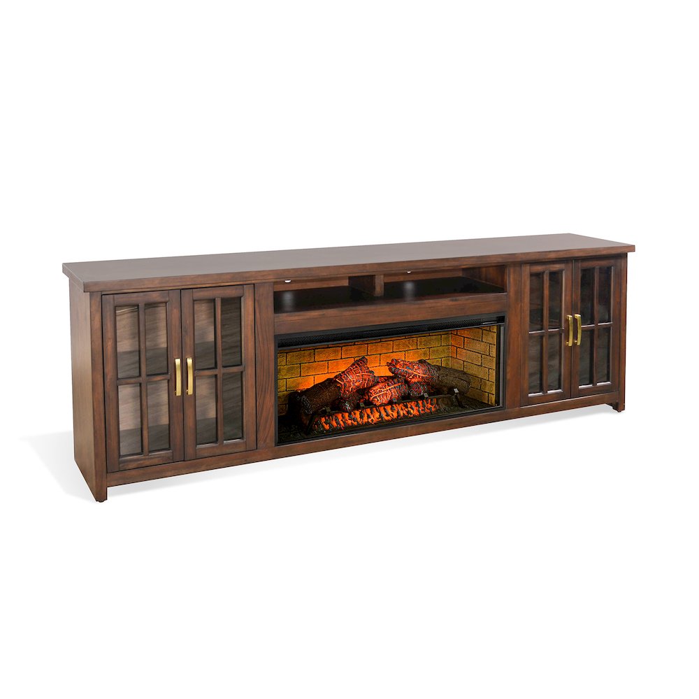 98" Media Console with Electric Fireplace. Picture 1