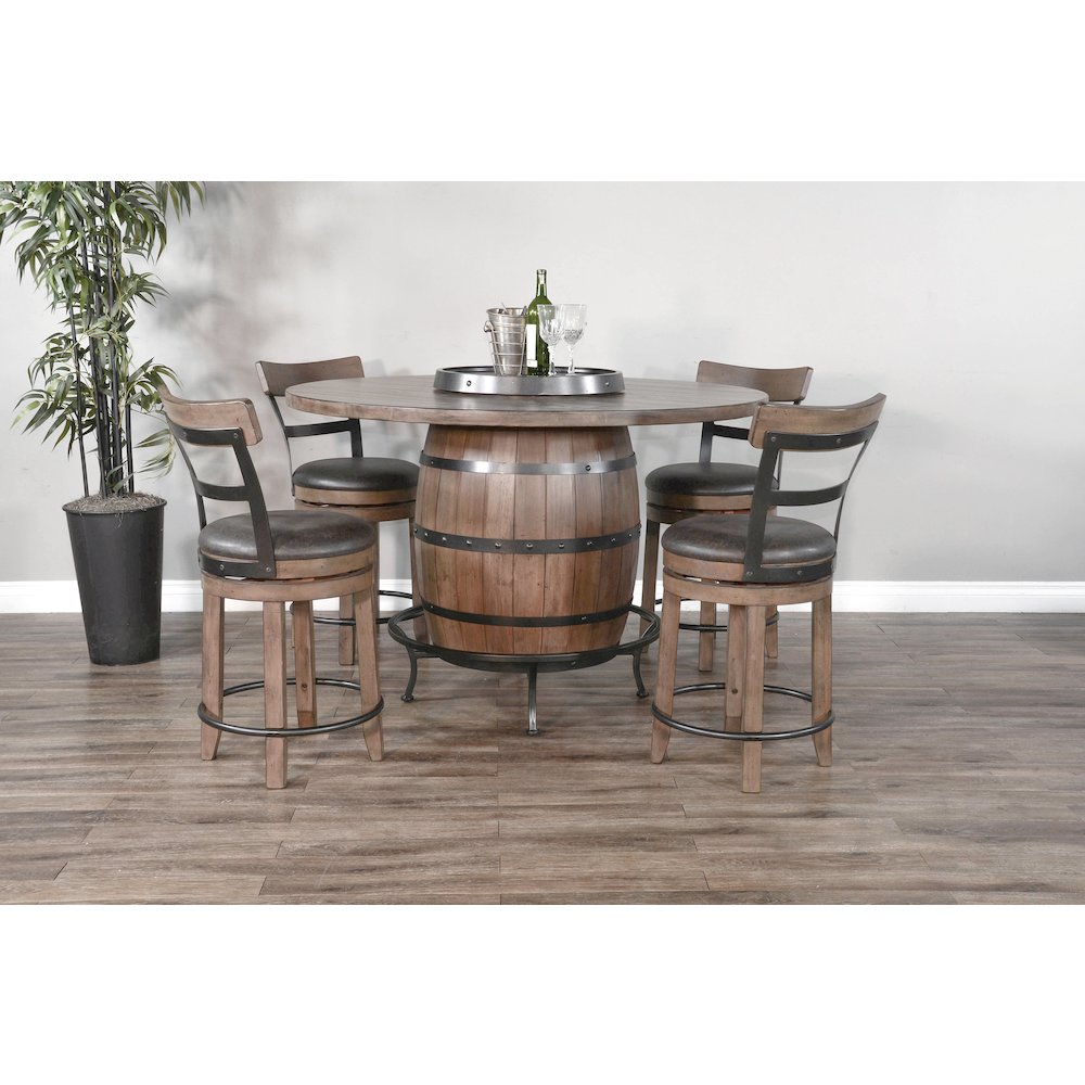 Round Pub Table with Wine Barrel Set. Picture 2