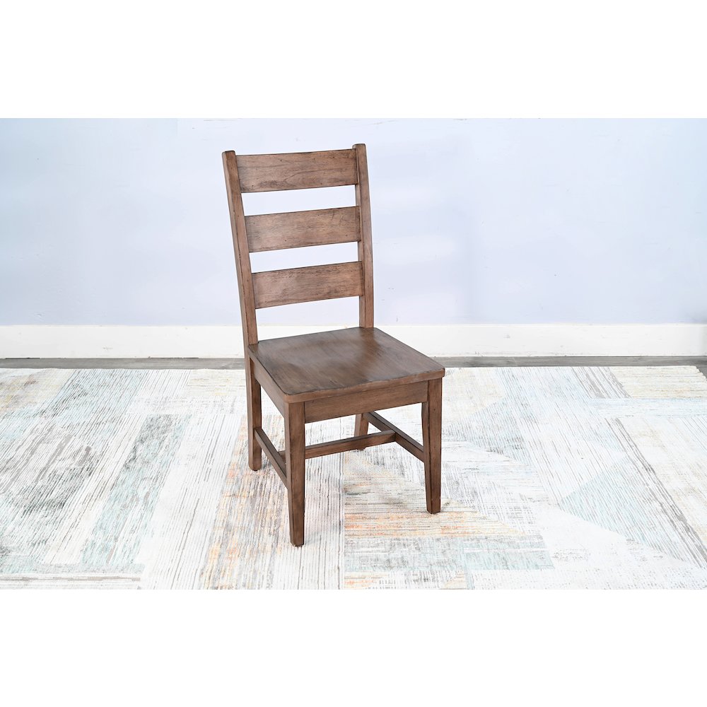 Ladderback Chair with Stretchers, Wood Seat (Set of 2). Picture 2