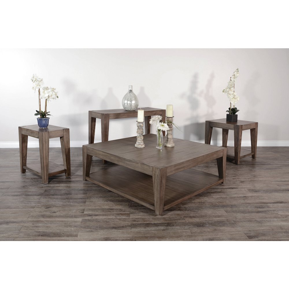 Doe Valley Mahogany Wood Coffee Table with Casters in Light Brown. Picture 5