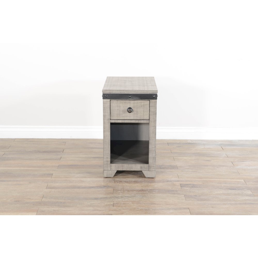 Traditional Mahogany Wood Chair Side Table in Alpine Gray. Picture 3