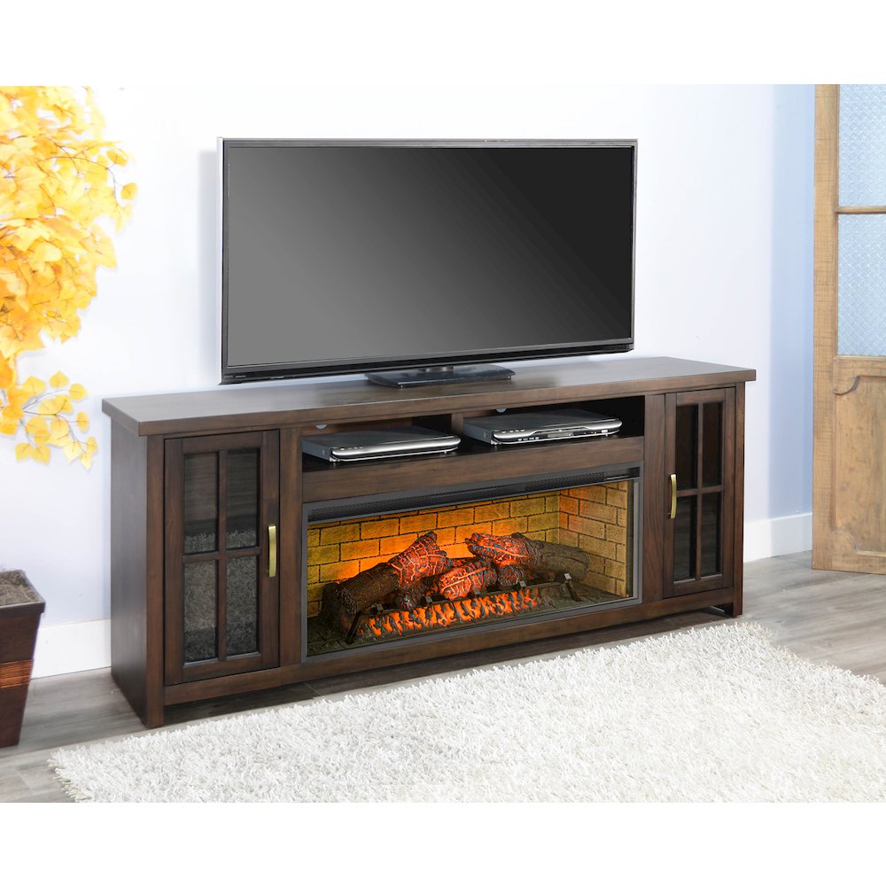 76" Media Console with Electric Fireplace. Picture 2
