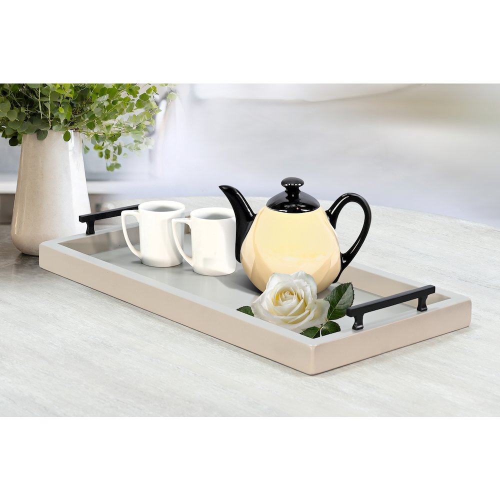 Rectangular Tessa Wood Dining Table Tray, Pavestone. Picture 2