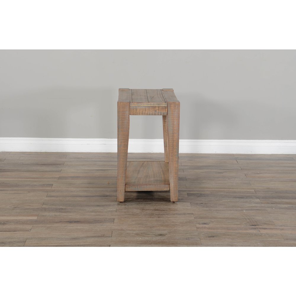 25" Modern Mindi Wood Chair Side Table in Weathered Brown. Picture 5