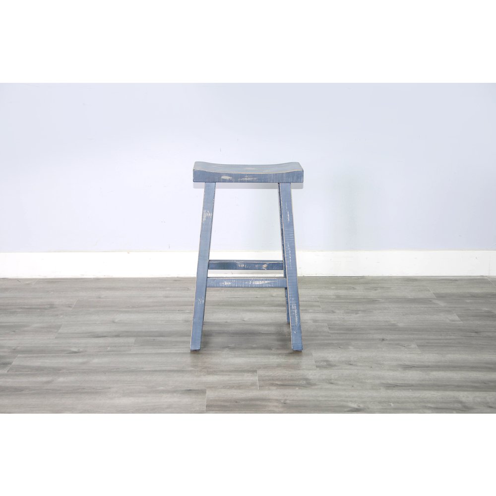Ocean Blue Bar Saddle Seat Stool, Wood Seat (Set of 2). Picture 2