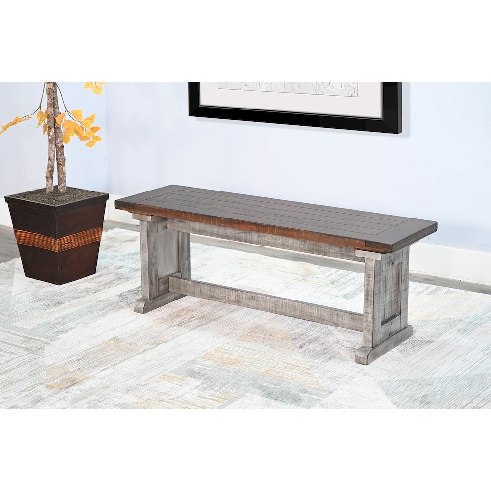 Wood Side Bench, Tobacco Leaf/Alpine Grey. Picture 1