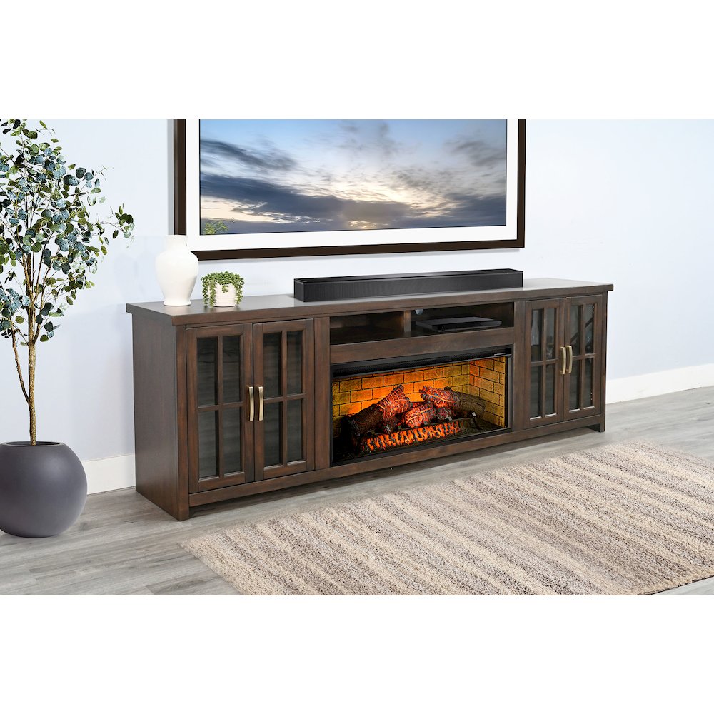 98" Media Console with Electric Fireplace. Picture 2