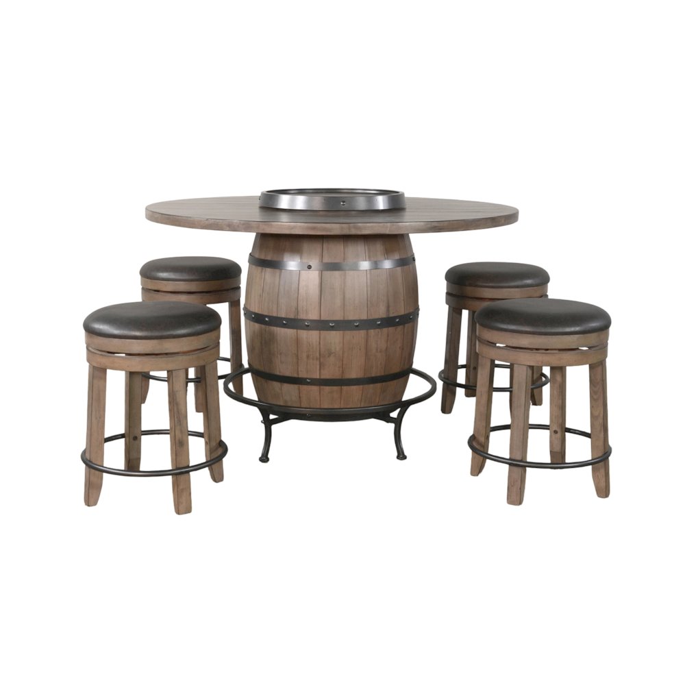 Round Pub Table with Wine Barrel Set. Picture 1