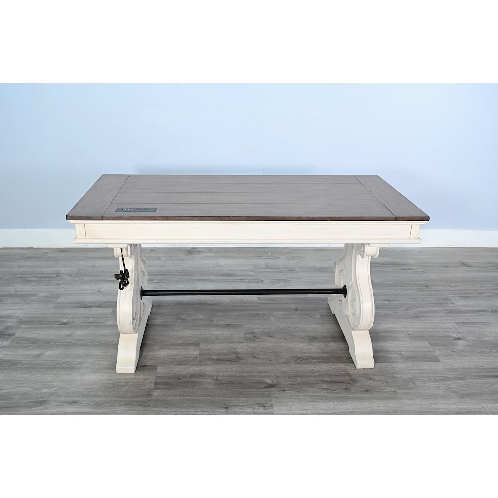 White Desk with Power Strip, Buckskin/Marble White. Picture 6