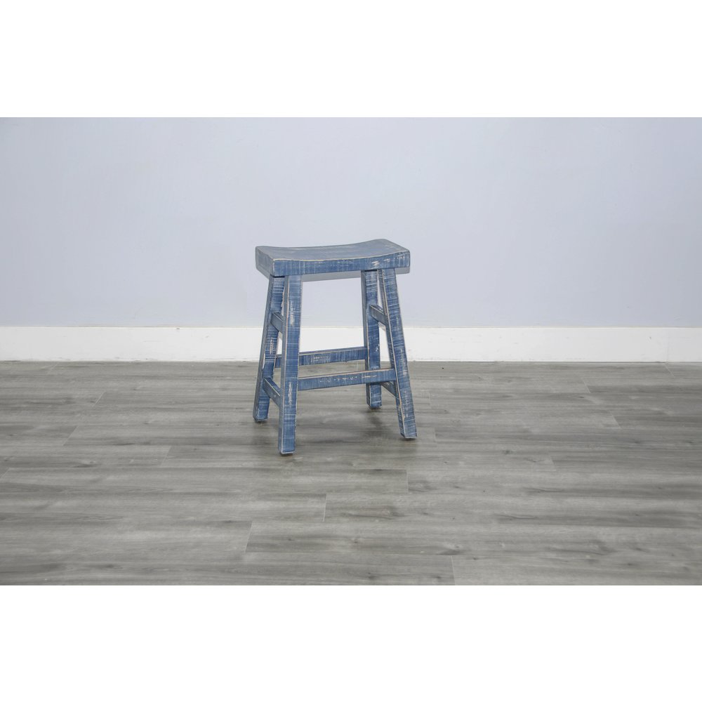 Ocean Blue Counter Saddle Seat Stool, Wood Seat (Set of 2). Picture 5