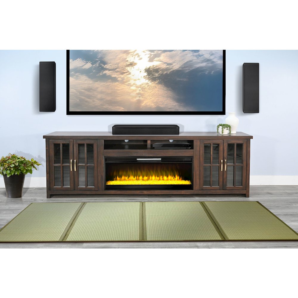 98" Media Console with Electric Fireplace. Picture 2