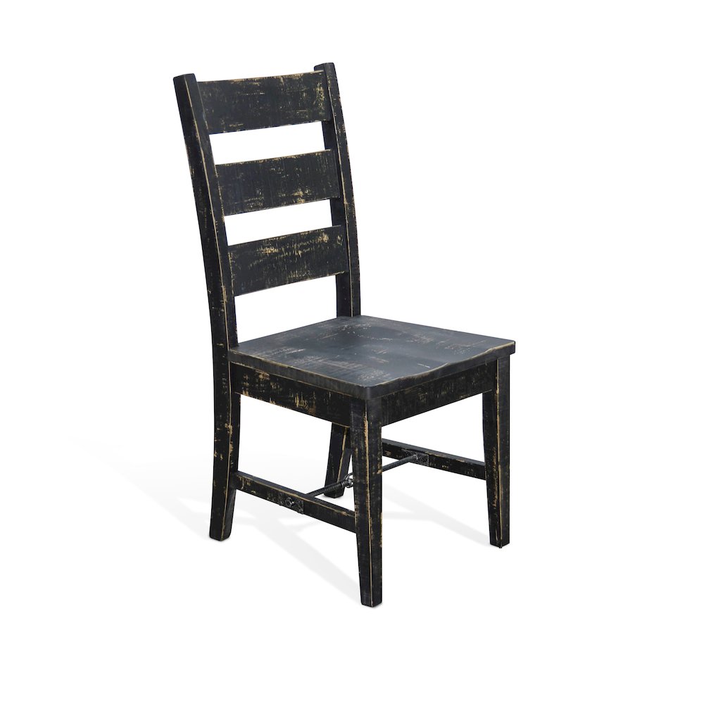 Black Sand Ladderback Chair with Turnbuckle, Wood Seat (Set of 2). Picture 1