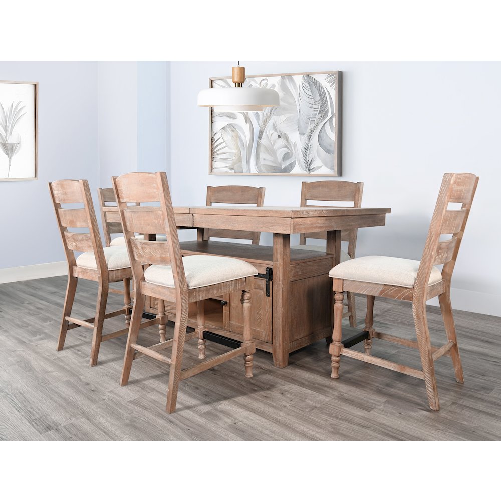 Rustic Counter-Height Extension Dining Set with Barn Door Storage. Picture 2