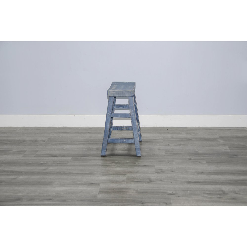 Ocean Blue Counter Saddle Seat Stool, Wood Seat (Set of 2). Picture 4