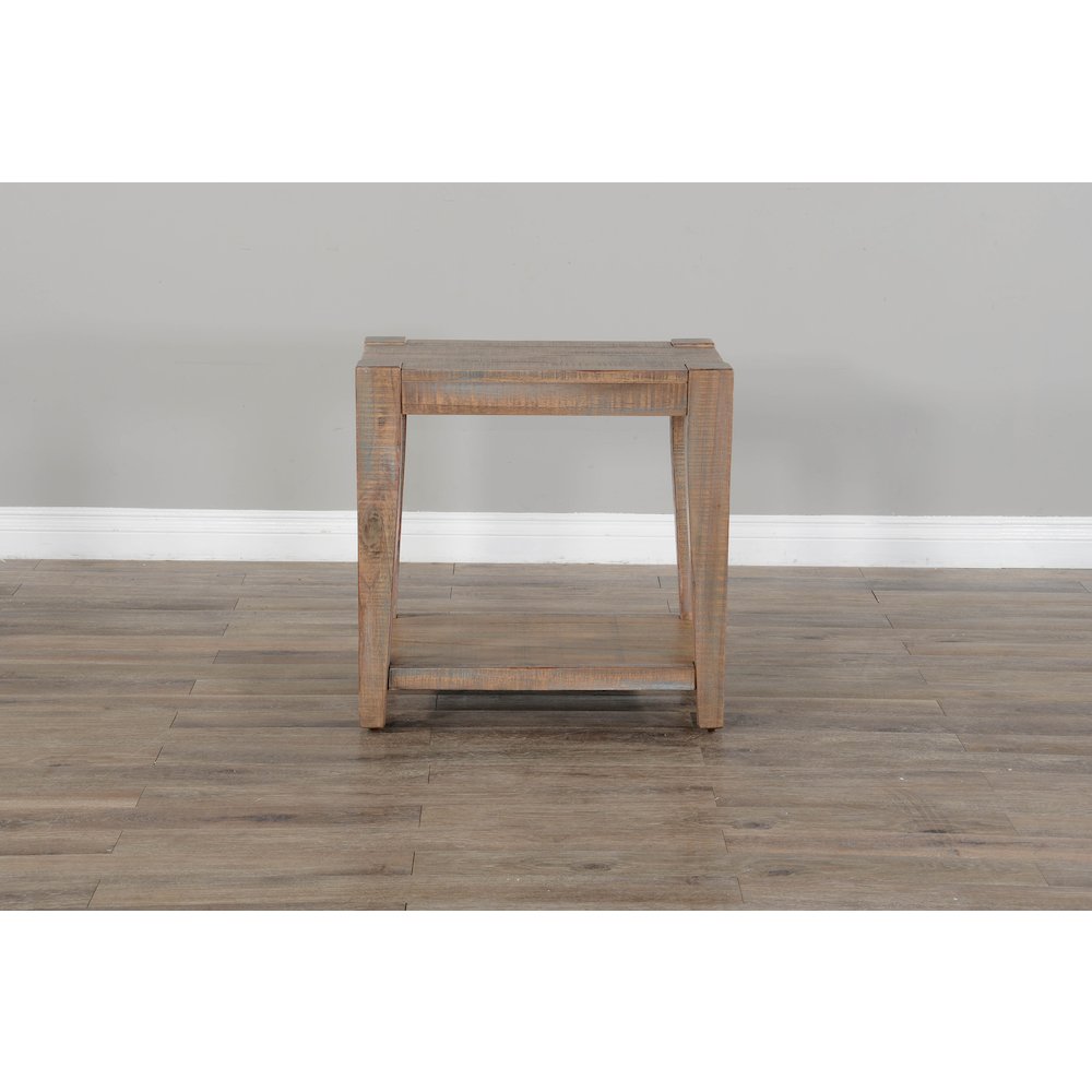 25" Modern Mindi Wood Chair Side Table in Weathered Brown. Picture 4
