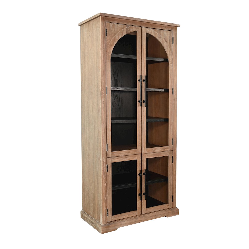 Elena Tall Wood Cabinet with Arched Glass Doors. Picture 1