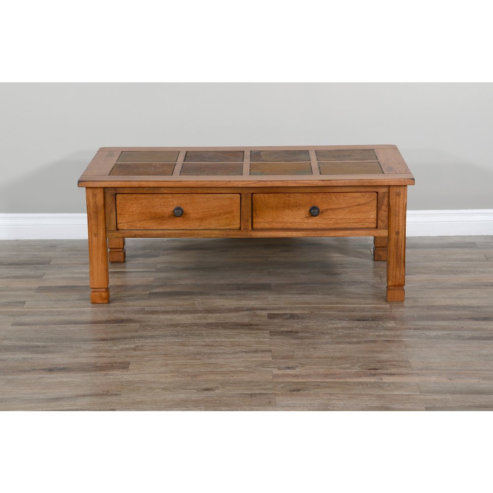 Sedona 49" Transitional Wood Coffee Table in Rustic Oak. Picture 6