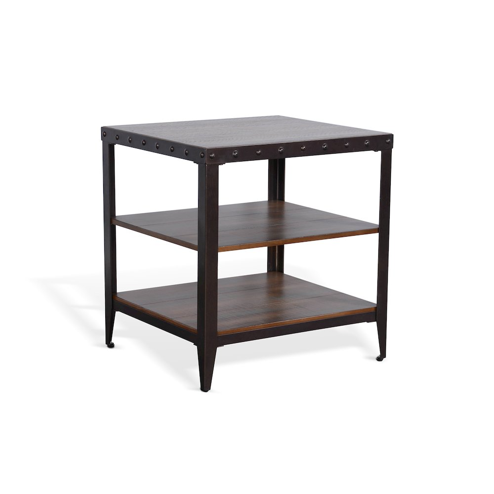 San Diego Metal & Solid Wood End Table in Brown. Picture 1