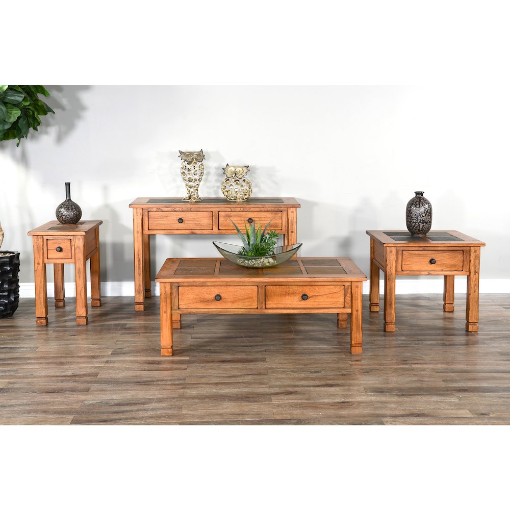 Sedona 49" Transitional Wood Coffee Table in Rustic Oak. Picture 2
