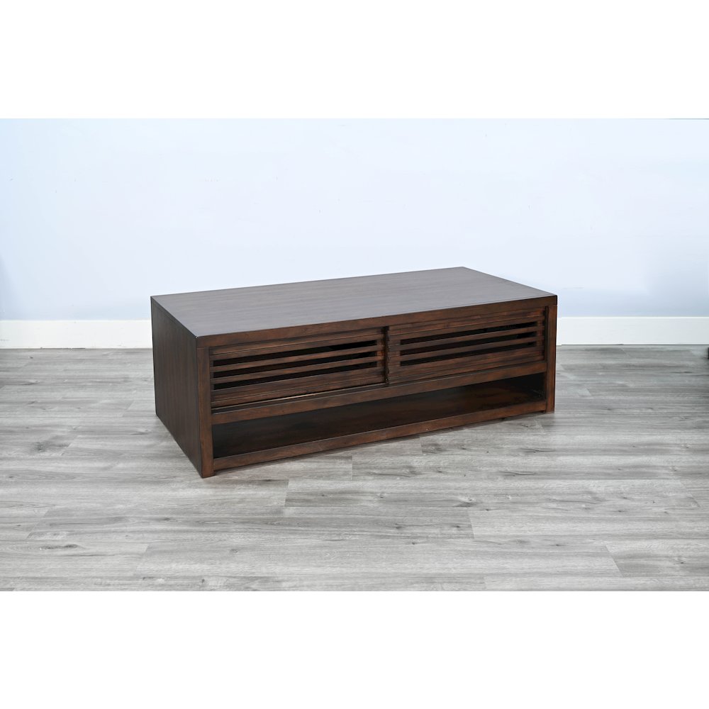Coffee Table with Sliding Doors & Casters. Picture 2
