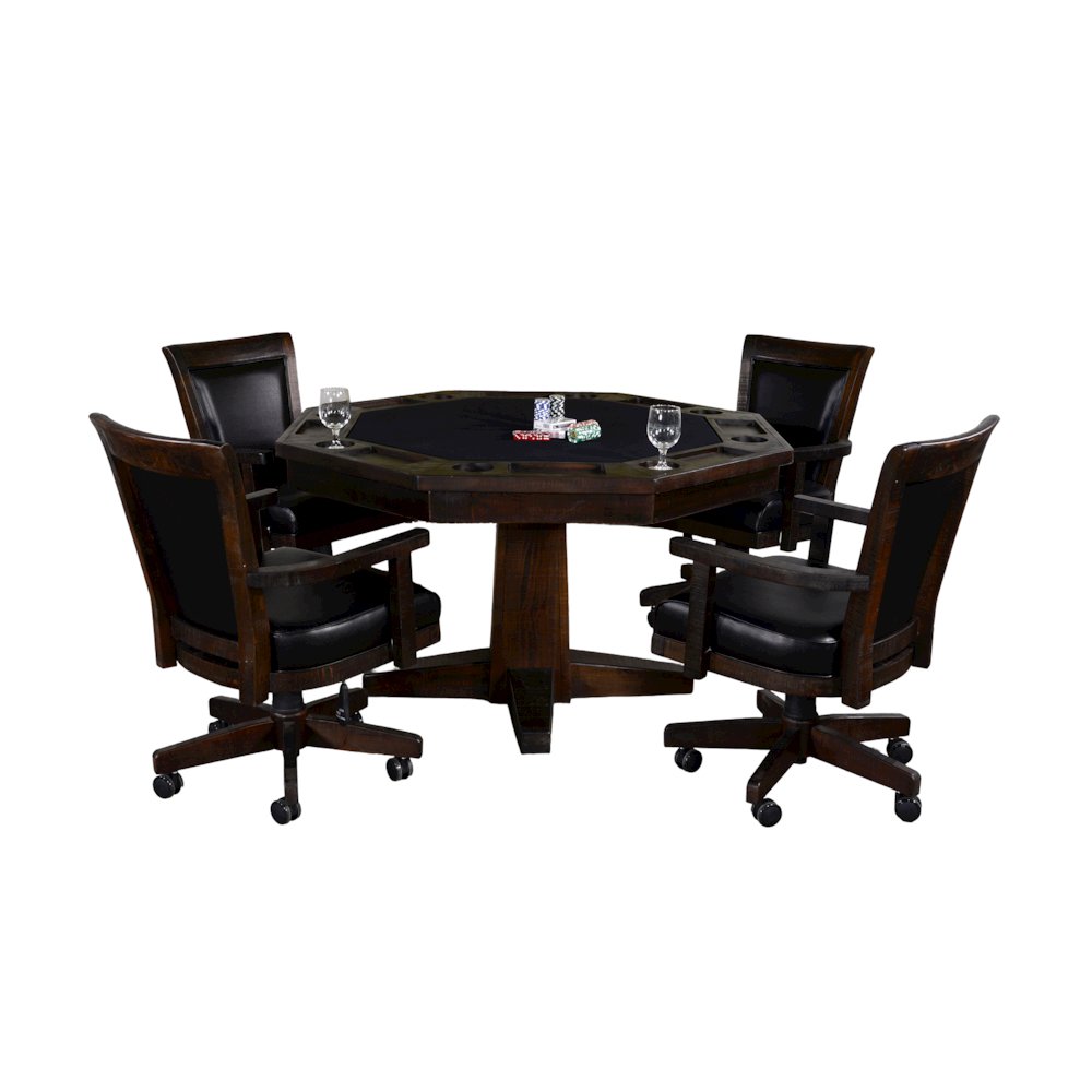 5-Piece Reversible Game and Dining Poker Table Set. Picture 1