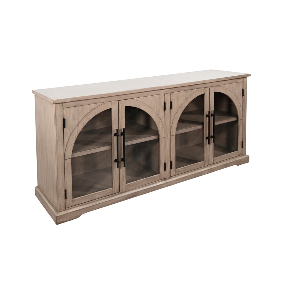 Elena Modern Wood Display Cabinet with Arched Glass Doors. Picture 1