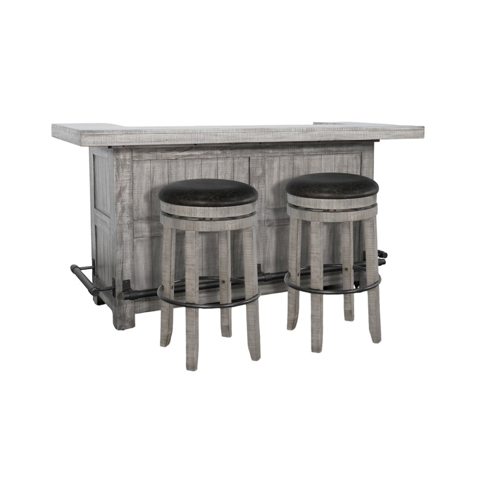 80" Traditional Wood Home Bar with Stools. Picture 1