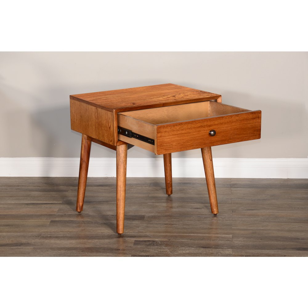 American Modern 24" Mitred Solid Wood Night Stand in Cinnamon. Picture 3